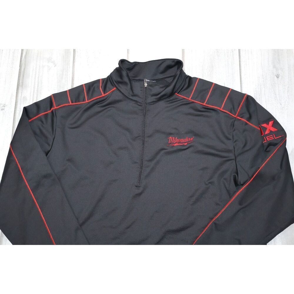 Nike Men's XL Black/Red Long Sleeve Pullover 1/4 Zip Sweater Dri Fit Milwaukee - Picture 2 of 10